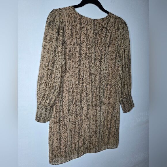 Rory Becca 100% Silk Snakeskin Shift Mini Dress Sheer Longsleeve Lined Size S - Picture 10 of 10